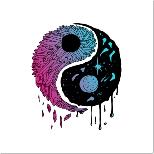 2nd Dual Color Yin Yang Crystals and The Night Sky Posters and Art